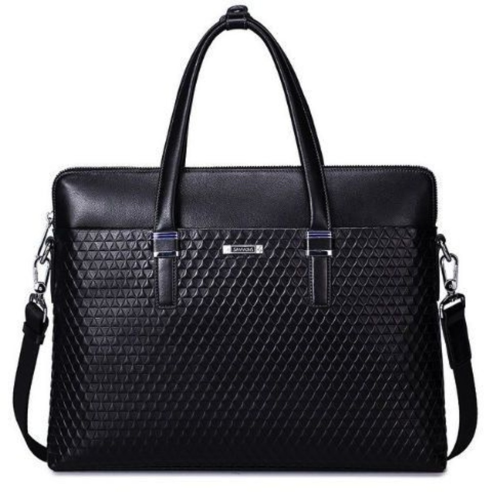 Stylish Sammons Black Leather Messenger Briefcase